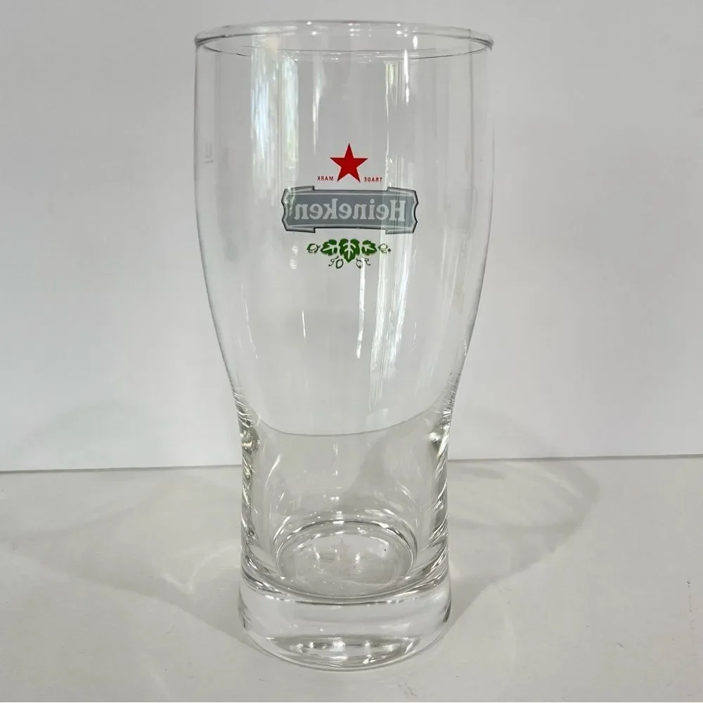 Heineken Beer Pilsner Glass Etched Clear .25L Logo Branded Red Star Barware Bar